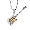 201 Stainless Steel Enamel Guitar Pendant Box Chain Necklaces NJEW-M076-01P-03-1