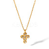 Vintage Cross 304 Stainless Steel Rhinestones Pendant Necklaces for Women UH6931-1-1