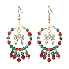 2 Pairs 2 Colors Christmas Themed Handmade Glass Seed Beads Dangle Earrings EJEW-MZ00488-3