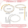 2 Pairs 2 Styles Women's Detachable ABS Plastic Imitation Pearl Beaded Shoe Laces for High Heels DIY-PH0022-88C-2
