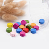 Mixed Color Flat Round Natural Wood Beads X-TB236Y-3