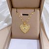 Heart with Eye Pattern 304 Stainless Steel Micro Pave Cubic Zirconia Pendant Necklace & Hoop Earrings Sets FS-WGB58AC-03-4