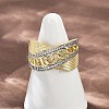 Brass Micro Pave Cubic Zirconia Cuff Rings RJEW-D326-10G-1
