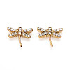304 Stainless Steel and Crystal Rhinestone Dragonfly Charms STAS-T072-62G-1