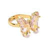 Adjustable Brass Glass Finger Rings RJEW-P148-A01-21-2