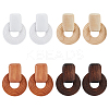 4 Pairs 4 Color Wood Donut Dangle Stud Earring with 316 Stainless Steel Pins for Women EJEW-FI0002-46-1