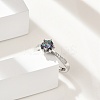 Rhodium Plated 925 Sterling Silver Moissanite Adjustable Rings for Women RJEW-U038-09P-3