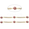 Brass Enamel Evil Eye Link Chains with Cubic Zirconia CHS-P016-36G-02-2
