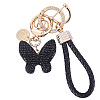 2Pcs 2 Styles PU Leather and Alloy Rhinestone Braided Keychain & Pendant Decorations KEYC-CN0001-11A-1