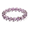 Natural Amethyst Round Beaded Stretch Bracelet BJEW-B071-01B-1