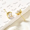 Flat Round Brass Micro Pave Clear Cubic Zirconia Stud Earrings EJEW-R018-08G-2