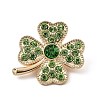 Alloy Glass Rhinestone Clover Brooches JEWB-K017-05KCG-1