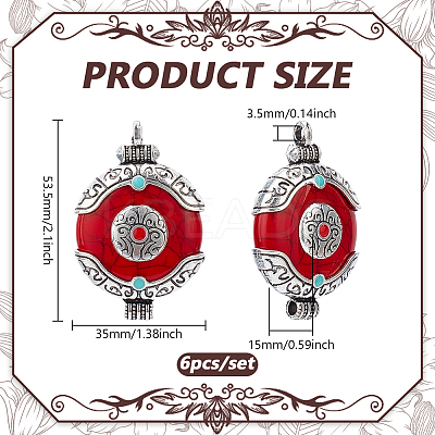 6Pcs Ethnic Style Zinc Alloy with Resin Connector Charms FIND-PH0028-05A-1