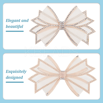 2Pcs Bowknot Polyester Rhinestone Shoe Decorations FIND-GO0002-35-1