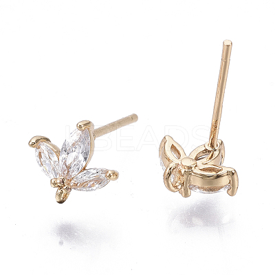Brass Micro Cubic Zirconia Stud Earring Findings X-KK-N231-03-NF-1