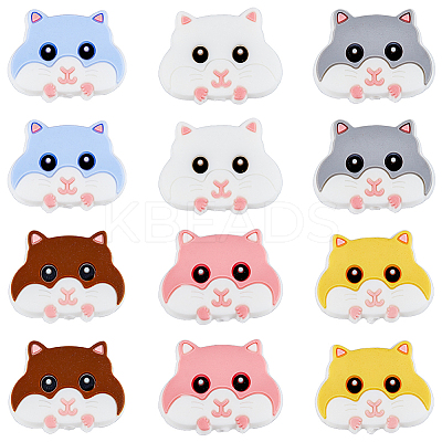 12Pcs 6 Colors Food Grade Eco-Friendly Silicone Focal Beads SIL-HY0001-21-1