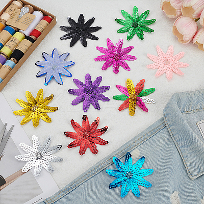 33Pcs 11 Colors Flower PVC Glitter Sequins Ornament Accessories DIY-FG0008-26-1