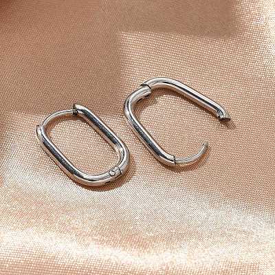 Non-Tarnish 304 Stainless Steel Oval Hoop Earrings X-EJEW-M218-02A-P-1