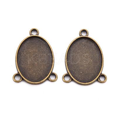 Tibetan Style Alloy Cabochon Connector Settings TIBE-Q079-18x25-AB-FF-1