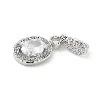 Oval Brass Micro Pave Cubic Zirconia Pendants KK-M326-15P-1