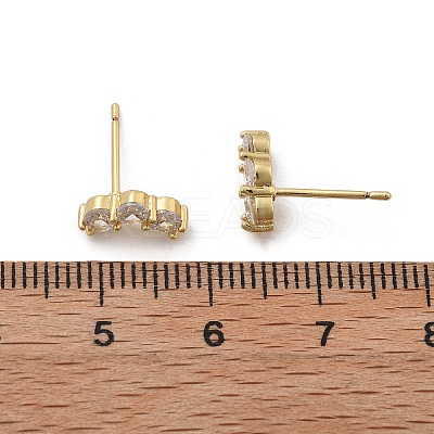 Brass Micro Pave Clear Cubic Zirconia Stud Earrings EJEW-R016-01G-01-1