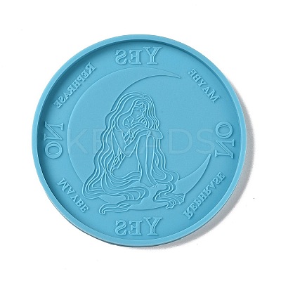 Tarot Theme DIY Flat Round Divination Coaster Food Grade Silicone Molds DIY-G083-02C-1