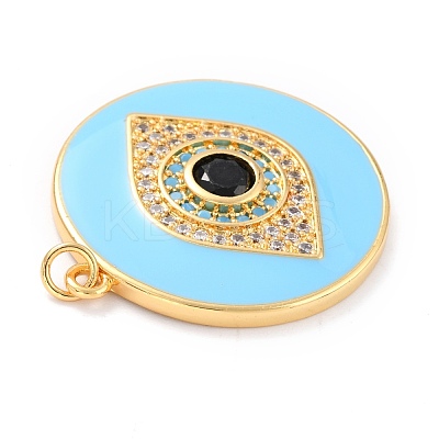Real 18K Gold Plated Brass Micro Pave Cubic Zirconia Pendants ZIRC-L100-084G-01-1
