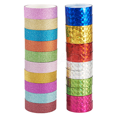 22Roll 2 Styles Laser Shining Bopp PET Plastic Scrapbook Decorative Adhesive Tapes AJEW-TA0002-10-1