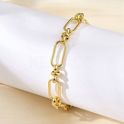 304 Stainless Steel Oval Link Chain Bracelets for Women BJEW-P348-01C-G-1