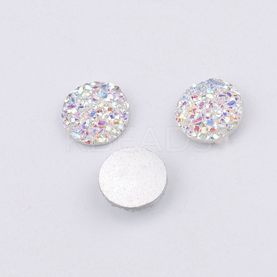 Druzy Resin Cabochons RESI-WH0026-03A-06-1