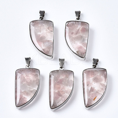 Natural Rose Quartz Pendants G-T128-05D-1