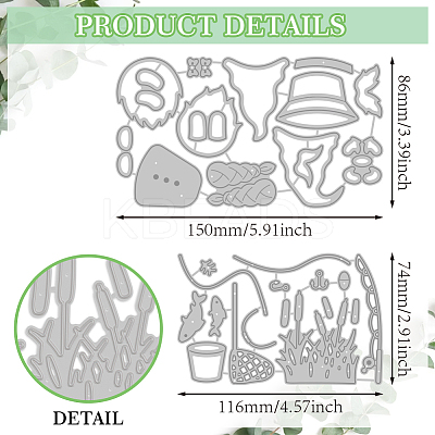 Fishing Theme Carbon Steel Cutting Dies Stencils DIY-WH0309-1369-1
