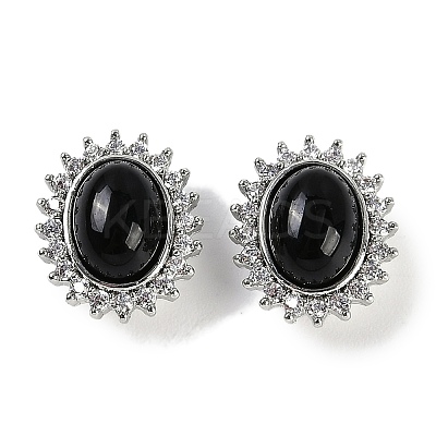 Natural Obsidian Sew on Rhinestone KK-P283-02A-P-1