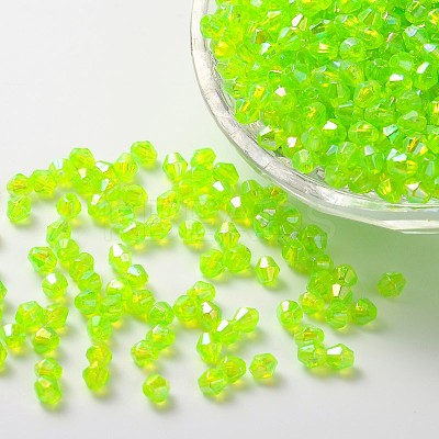 Bicone AB Color Plated Eco-Friendly Transparent Acrylic Beads TACR-A003-6mm-35-1