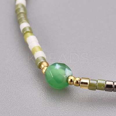Adjustable Natural Agate Braided Bead Bracelets BJEW-F391-A07-1
