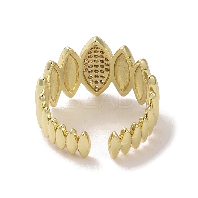 Brass Micro Pave Cubic Zirconia Open Cuff Ring RJEW-K256-47G-1