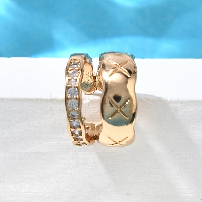 Brass Clear Cubic Zirconia Cuff Earrings EJEW-Q025-03B-G-1