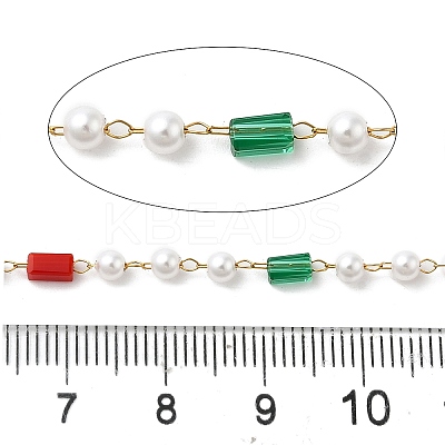 Handmade Glass & Imitation Pearl Beaded Chains CHS-L031-12G-1