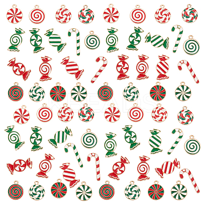 68Pcs 17 Style Christmas Themed Alloy Enamel Pendants FIND-PH0010-59-1