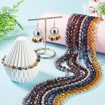 10Strands 10 Colors Transparent Glass Beads Strands EGLA-TA0013-24A-1