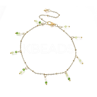 3Pcs Glass Beads Anklets AJEW-AN00720-1