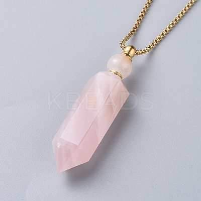 Natural Gemstone Perfume Bottle Pendant Necklaces NJEW-F251-09-1