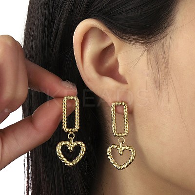 Ion Plating(IP) 304 Stainless Steel Dangle Stud Earrings EJEW-K269-05G-1