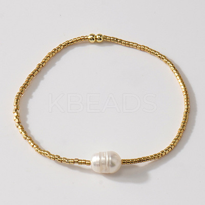 Imitation Pearl & Glass Seed Bead Stretch Bracelets for Women NJ9716-3-1