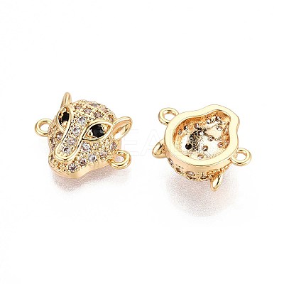 Brass Micro Pave Clear and Black Cubic Zirconia Connector Charms KK-T074-87G-1