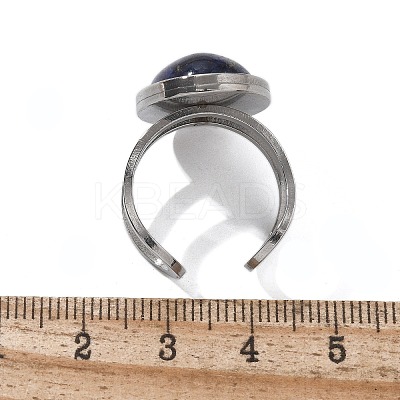 Oval Natural Lapis Lazuli Finger Rings RJEW-M062-02P-01-1