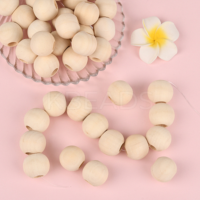 Natural Unfinished Wood Beads WOOD-PA0001-16A-1
