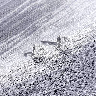 Clear Cubic Zirconia Heart Stud Earrings EJEW-K093-24P-1
