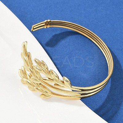 304 Stainless Steel Cuff Bangles for Women BJEW-D356-02A-G-1