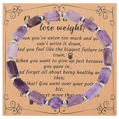 Natural Amethyst Column Beaded Stretch Bracelet BJEW-OC0001-11-1